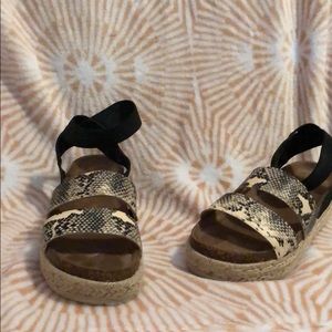 Black and snakeskin platforms